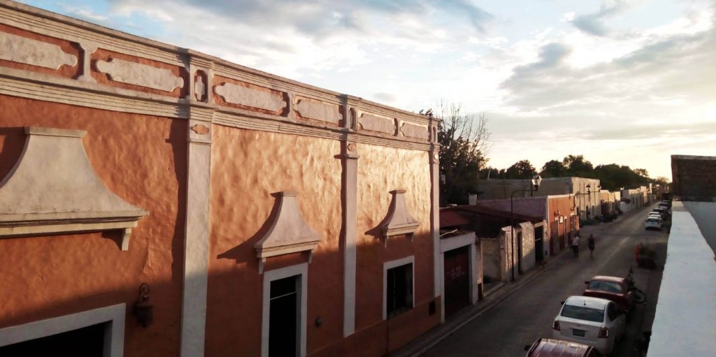 A street view of Valladolid, one of the most beautiful towns in Mexico, in the evening light.