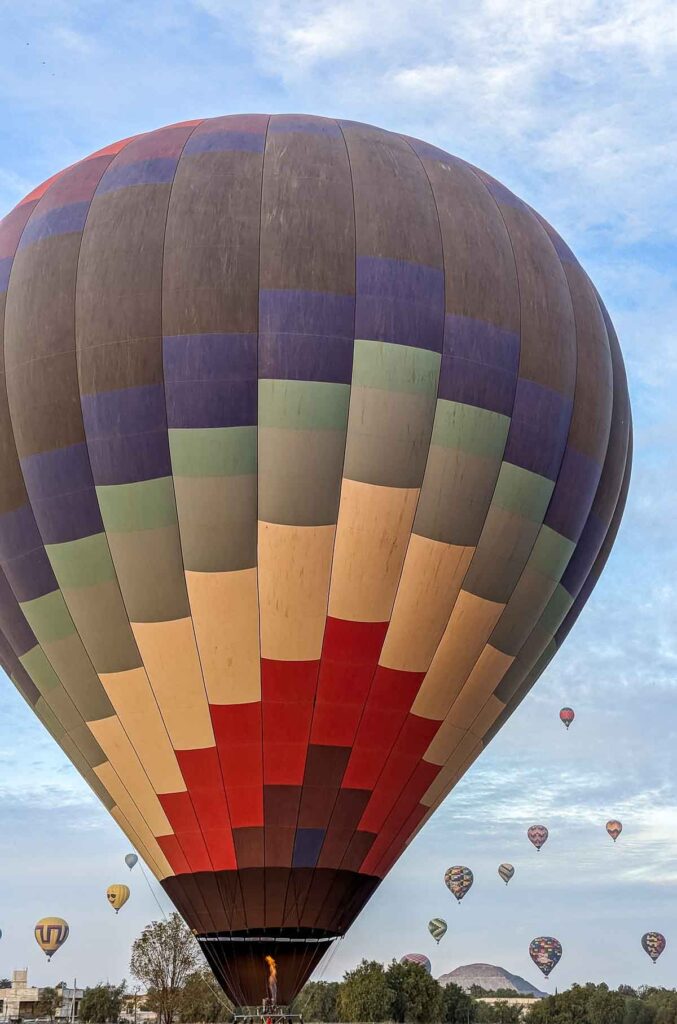 Photo of Hot air balloon over Teotihuacan in CDMX, Mexico.