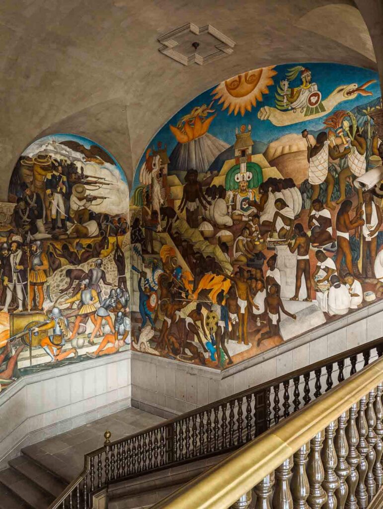 Diego Rivera's vibrant mural decorates the staircase walls at Mexico City's National Palace.