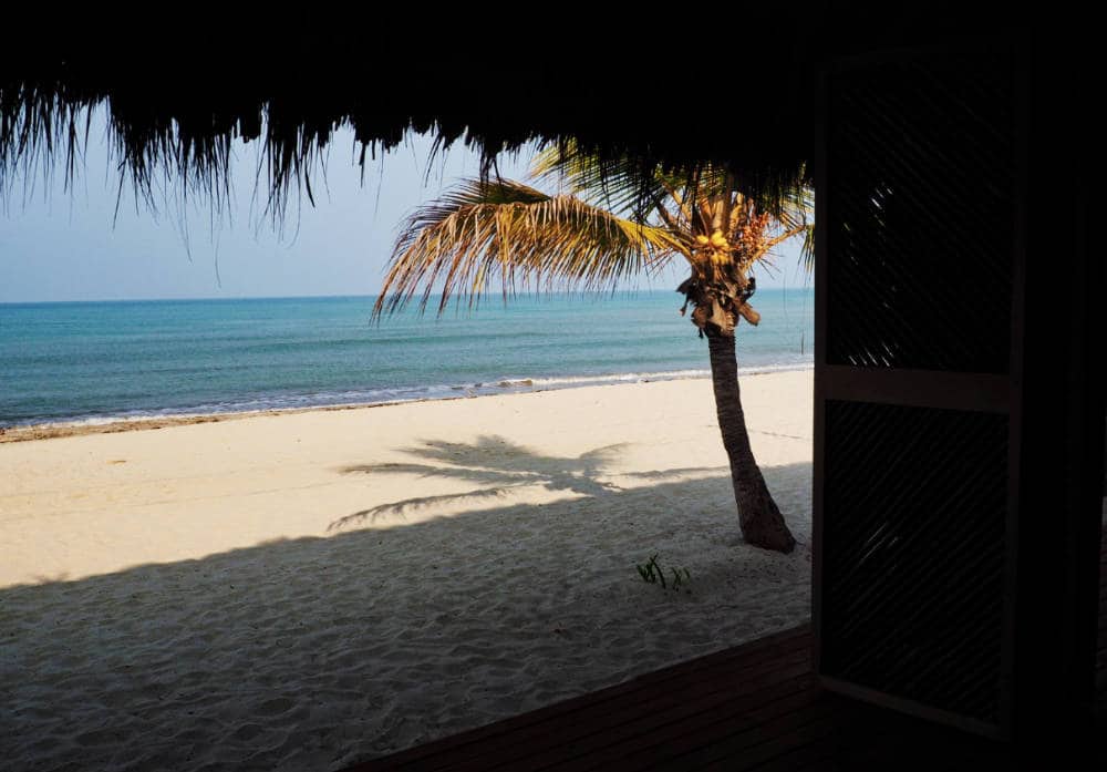 A beach view of the Caribbean Sea from Dos Aguas Lodge.