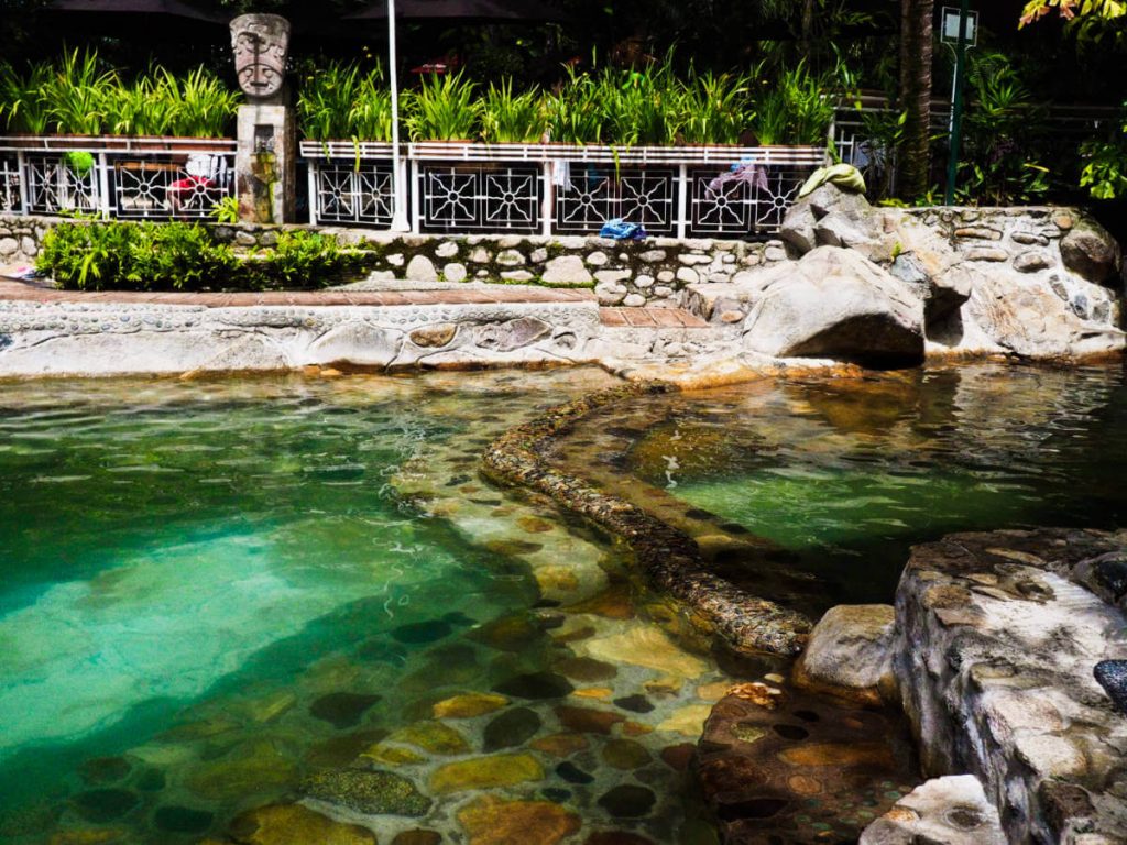 Thermal waters in the rock lined pools flow into one another at the Los Angeles Termales, Rivera.
